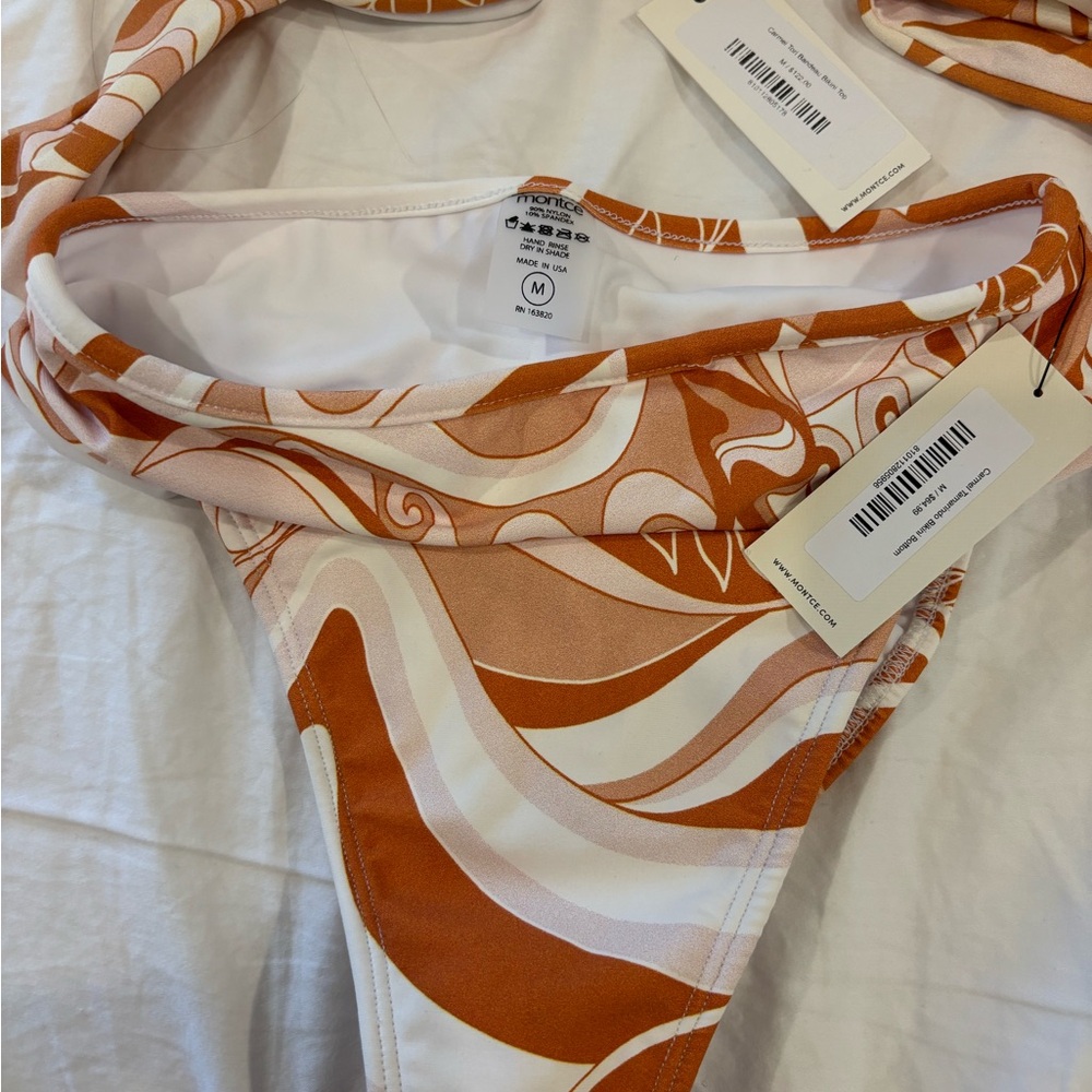 Montce Swirl Bandeau Bikini Set in Rust, Blush & White, NWOT - Picture 3 of 5